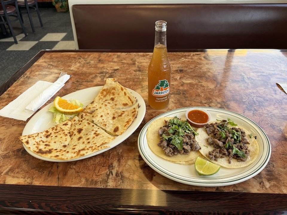 Chicken Quesadilla and Carne Asada Tacos